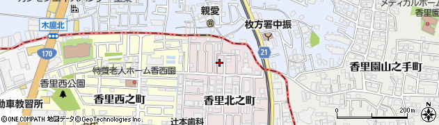大阪府寝屋川市香里北之町22周辺の地図