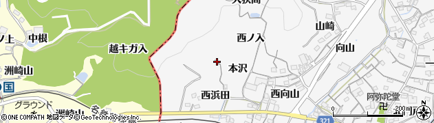 愛知県蒲郡市西浦町（柳沢）周辺の地図