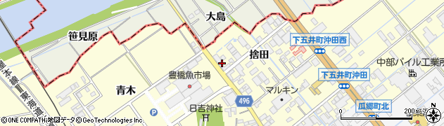 愛知県豊橋市下五井町周辺の地図