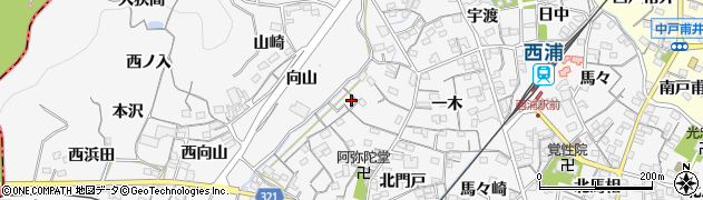 愛知県蒲郡市西浦町神谷門戸38周辺の地図