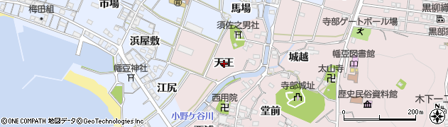 愛知県西尾市寺部町（天王）周辺の地図