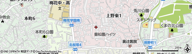 上野東1丁目西公園周辺の地図