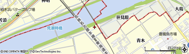 愛知県豊橋市下五井町（笹見原）周辺の地図