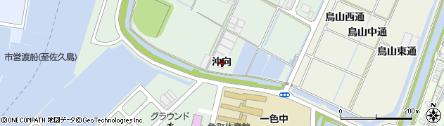 愛知県西尾市一色町坂田新田沖向周辺の地図