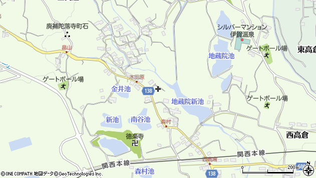 〒518-0025 三重県伊賀市西高倉の地図