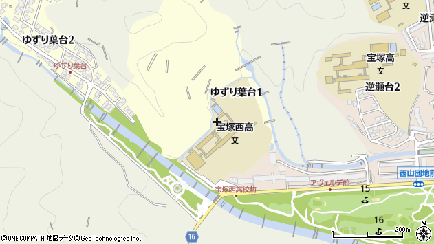 〒665-0025 兵庫県宝塚市ゆずり葉台の地図