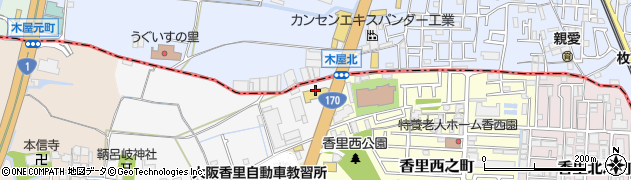 ＨｏｎｄａＣａｒｓ大阪香里店周辺の地図