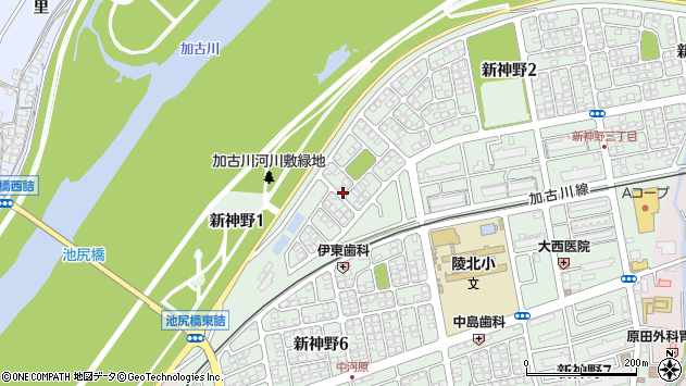 〒675-0008 兵庫県加古川市新神野の地図