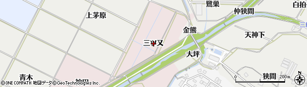 愛知県豊橋市牛川町（三ツ又）周辺の地図