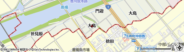 愛知県豊川市小坂井町大島周辺の地図