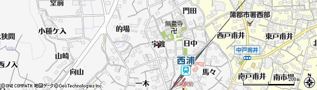 愛知県蒲郡市西浦町宇渡周辺の地図