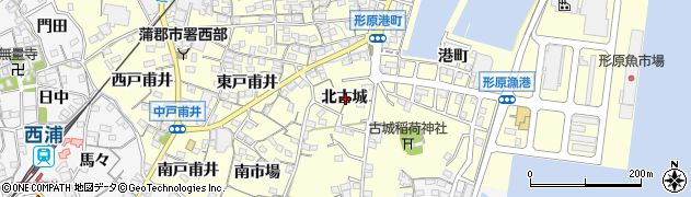愛知県蒲郡市形原町北古城周辺の地図
