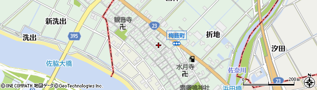 愛知県豊橋市梅薮町（屋敷）周辺の地図