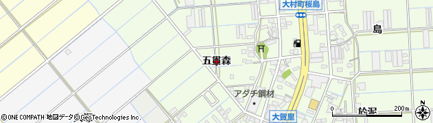 愛知県豊橋市大村町（五貫森）周辺の地図