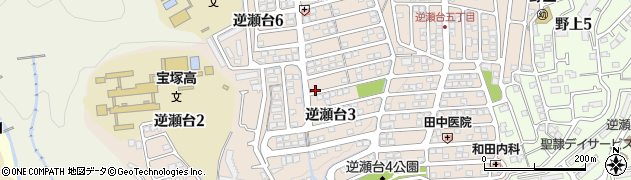 兵庫県宝塚市逆瀬台周辺の地図