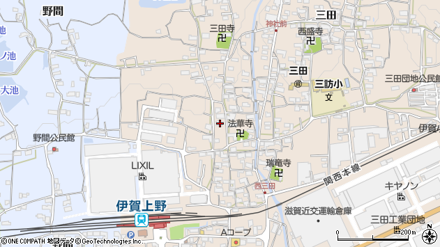 〒518-0022 三重県伊賀市三田の地図
