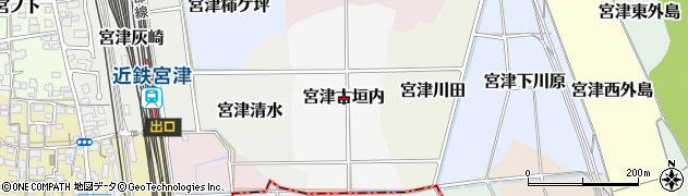 京都府京田辺市宮津古垣内周辺の地図