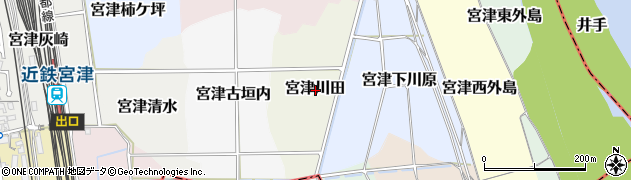 京都府京田辺市宮津川田周辺の地図