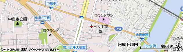 兵庫県姫路市飾磨区中島296周辺の地図