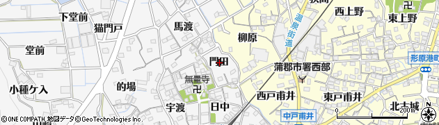 愛知県蒲郡市西浦町門田周辺の地図