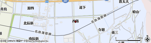 愛知県西尾市吉良町乙川（西落）周辺の地図