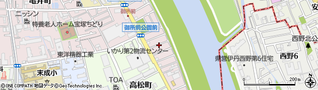 兵庫県宝塚市御所の前町周辺の地図