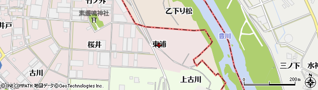 愛知県豊橋市長瀬町（東浦）周辺の地図