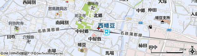 愛知県西尾市西幡豆町中屋敷16周辺の地図