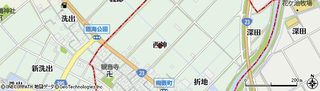 愛知県豊橋市梅薮町（西神）周辺の地図