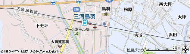 愛知県西尾市鳥羽町（古新田）周辺の地図