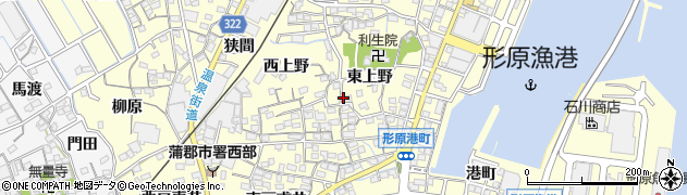 愛知県蒲郡市形原町東上野23周辺の地図