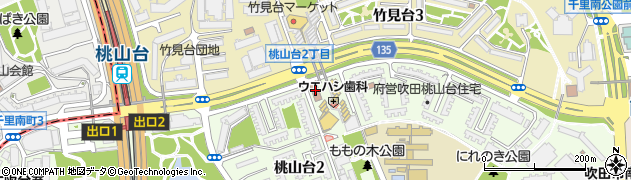 吹田桃山台郵便局周辺の地図