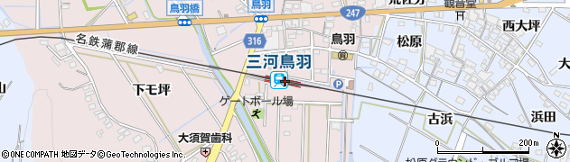 愛知県西尾市周辺の地図