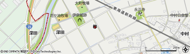 愛知県豊川市伊奈町柳周辺の地図