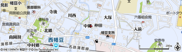 愛知県西尾市西幡豆町中郷18周辺の地図