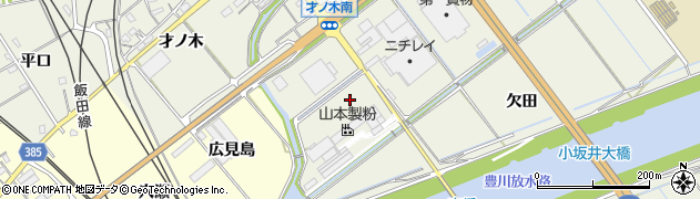 愛知県豊川市小坂井町八幡田周辺の地図