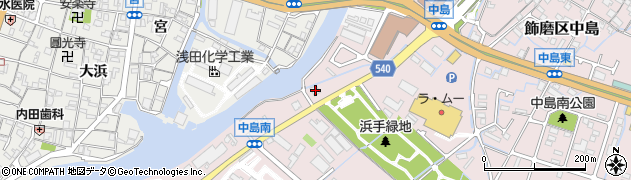 兵庫県姫路市飾磨区中島3033周辺の地図