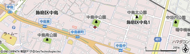 兵庫県姫路市飾磨区中島2丁目周辺の地図