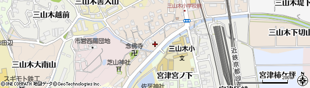京都府京田辺市三山木南垣内周辺の地図