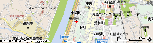 岡山県高梁市中間町周辺の地図