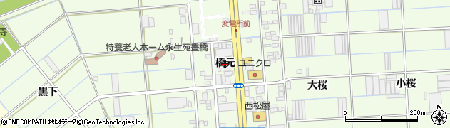 愛知県豊橋市大村町（橋元）周辺の地図