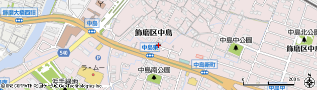 兵庫県姫路市飾磨区中島612周辺の地図