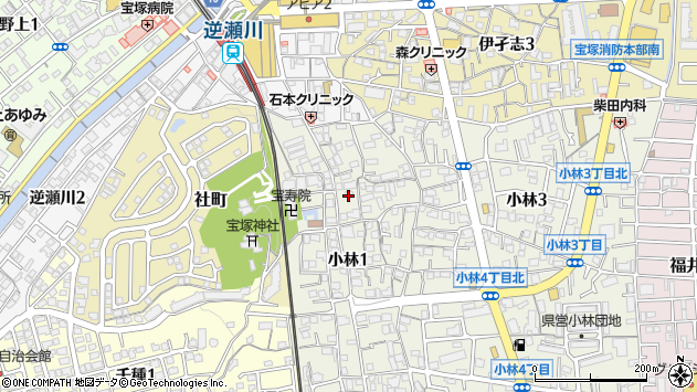 〒665-0034 兵庫県宝塚市小林の地図