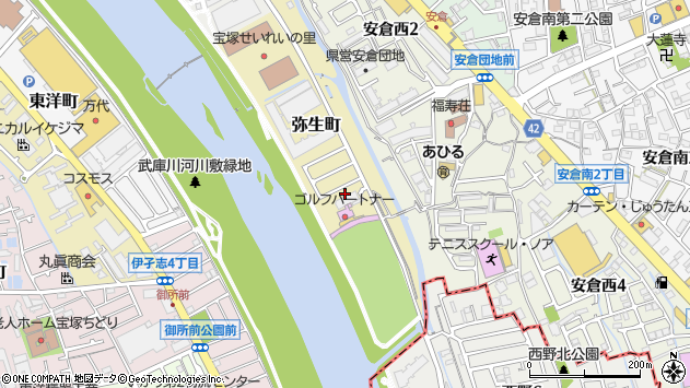 〒665-0826 兵庫県宝塚市弥生町の地図