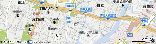 兵庫県姫路市飾磨区宮周辺の地図