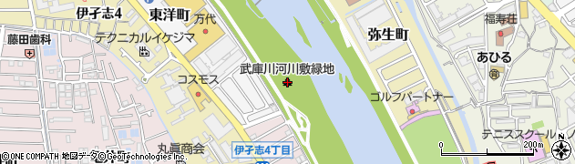 武庫川河川敷緑地周辺の地図
