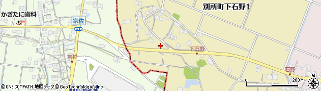 兵庫県三木市別所町下石野周辺の地図