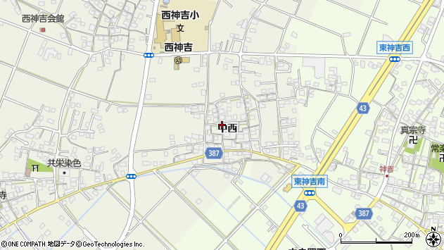 〒675-0043 兵庫県加古川市西神吉町中西の地図