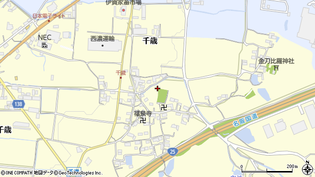 〒518-0002 三重県伊賀市千歳の地図
