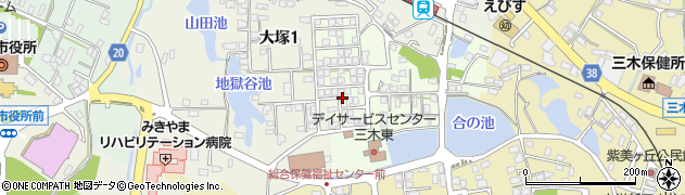 兵庫県三木市君が峰町2周辺の地図